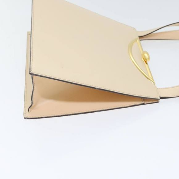 CELINE Hand Bag Leather 2way Cream Gold Auth 91296 - Picture 3 of 16